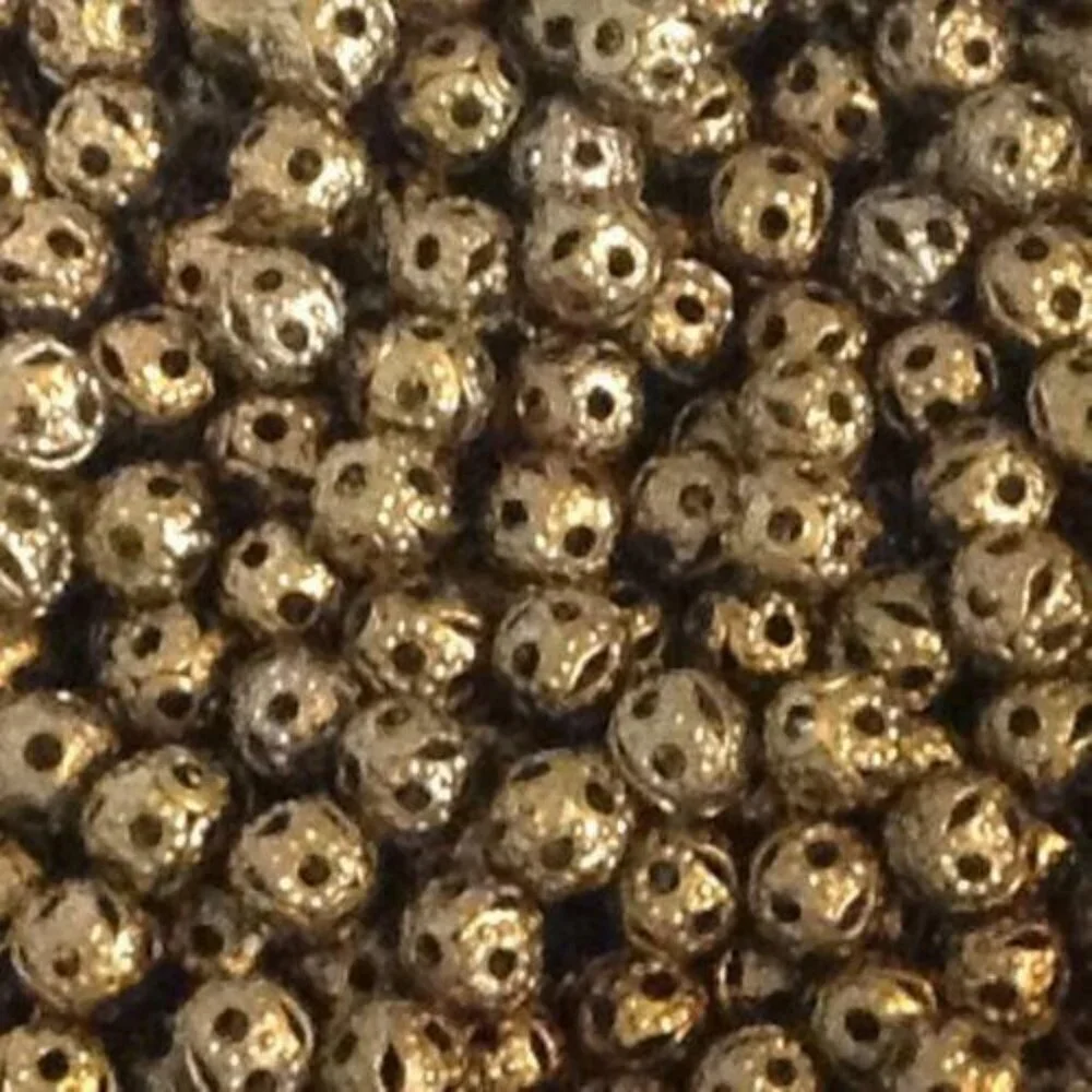100 Victorian Steampunk Antiqued Brass Filigree Round 4mm Metal Beads Wholesale